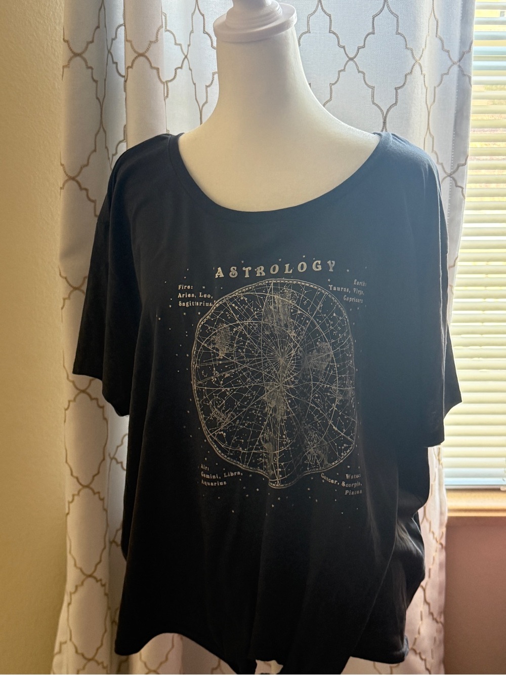 Fifth Sun Black Astrology Knot-Front Tee with White Constellation Graphic - Picture 2 of 4